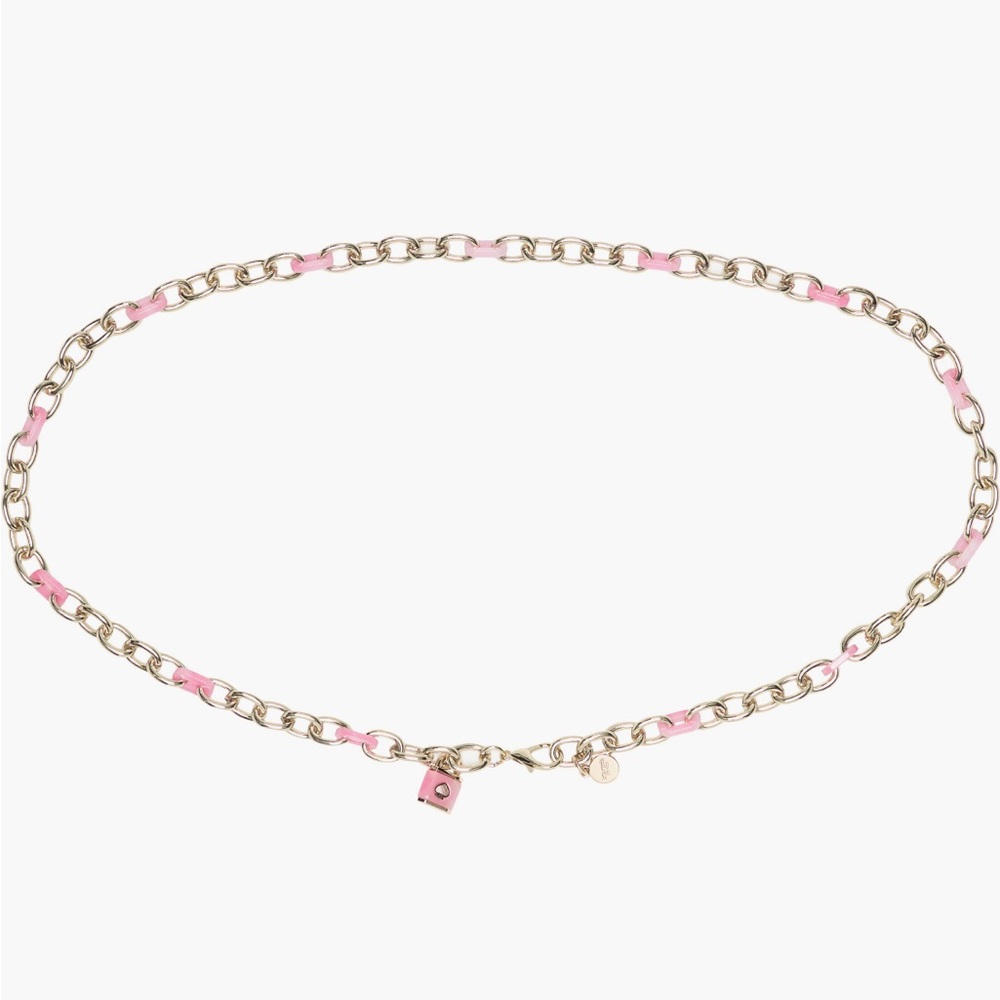 Kate Spade Gold and Pink Lock & Spade Chain Link Belt